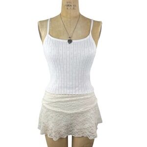 Balletcore Cami Tank Top Pointelle Knit Cottegecore Dainty Basic Fairy Size S